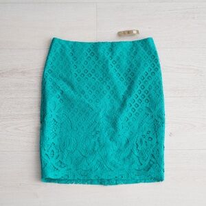 NWT LOFT Ann Taylor Lace Pencil Skirt Teal